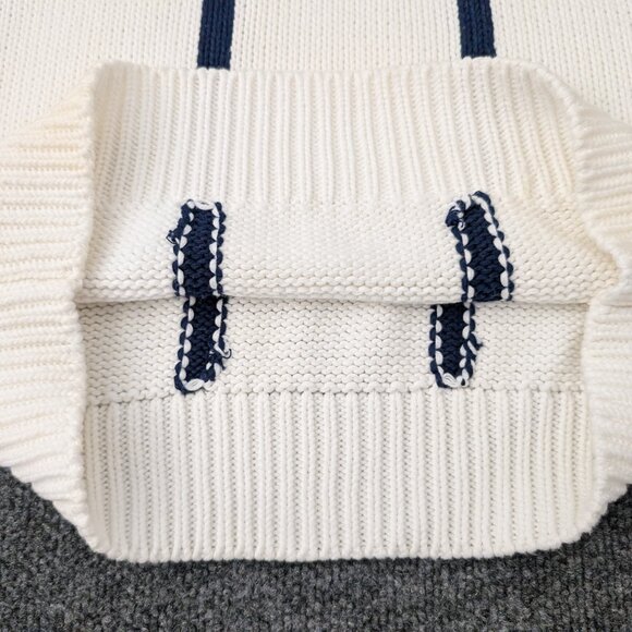 HAMPTON CUP Sweater By Nordstrom Men's L White Blue Striped Knit Preppy Nautical - Picture 8 of 12